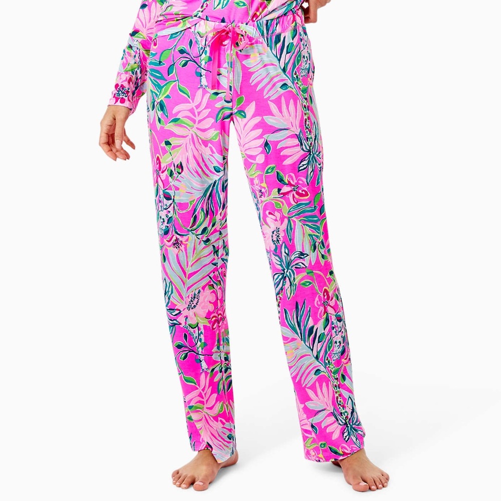 Pj knit pant plumeria pink I’m feline fine knit